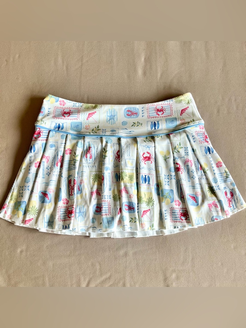 AS Revival Women’s Tennis Pleated Skort Coastal Lemons Lobsters NWT | Size XL